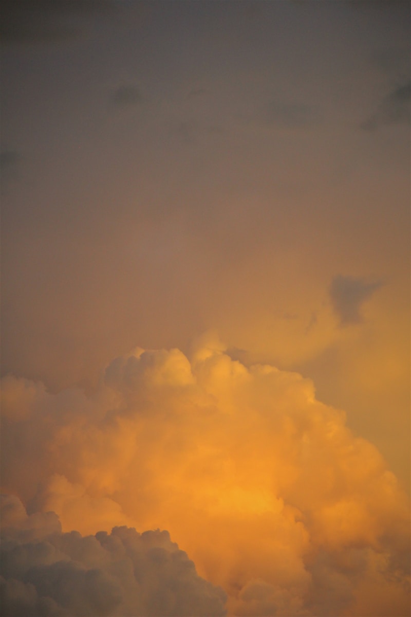 Golden clouds illuminated by the setting sun.