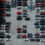 aerial photography of cars on parking lot